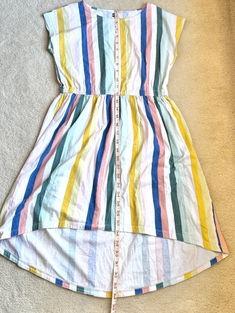Tea Collection Multicolor Vertical Stripes High-Low Dress Girls Size 14
